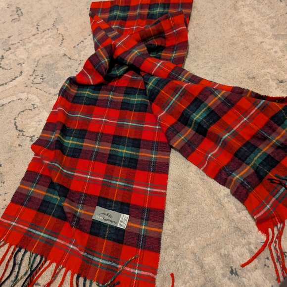 Feathers Vibrant Red and Black Tartan Scarf - Picture 1 of 3